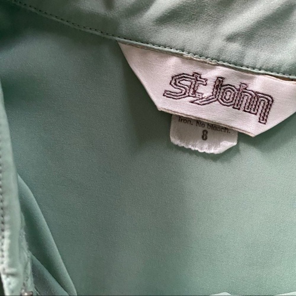St. John Green Polyester Button Down Blouse - image 5